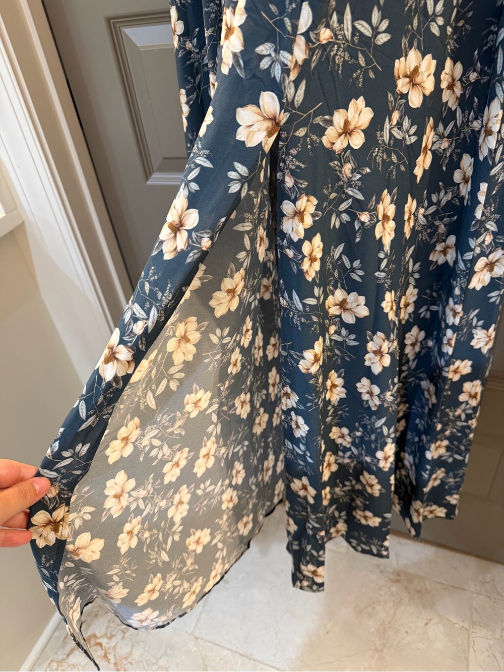 Baltic Born Navy Floral Maxi Dress with Cream Flowers - Picture 3 of 3